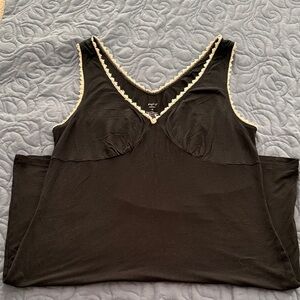 Apt. 9 Black Chemise gown with Cream Lace Trim